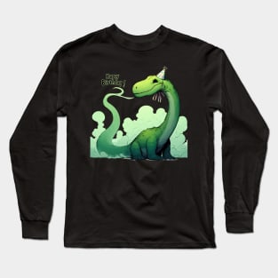 Funny Happy Birthday Green Dinosaur Brontosaurus Party Long Sleeve T-Shirt